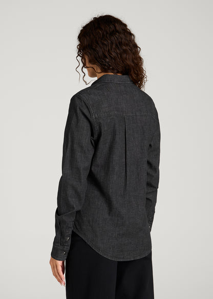 Classic Denim Shirt for Tall Women in Black Wash