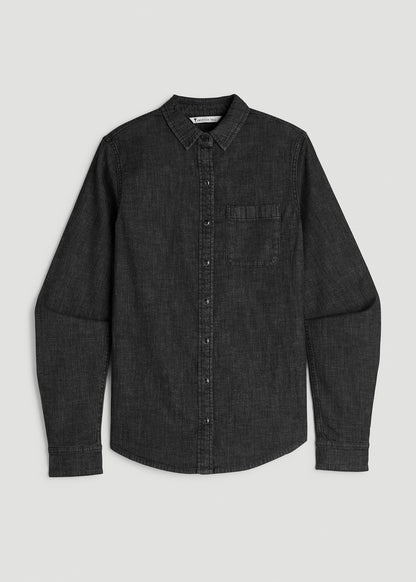 Classic Denim Shirt for Tall Women in Black Wash