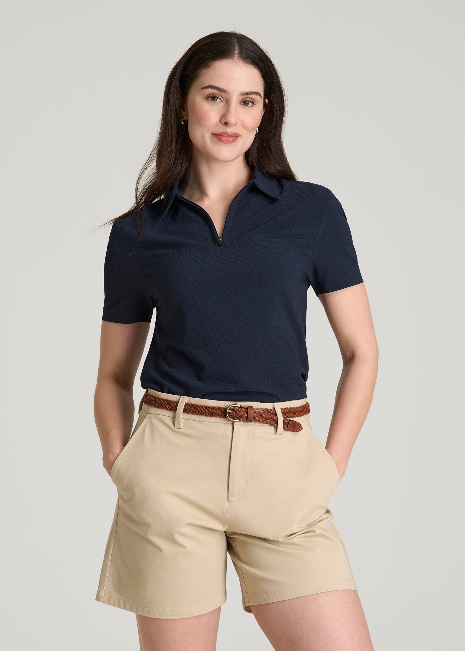 Coastal Perforated Golf Polo for Tall Women | American Tall
