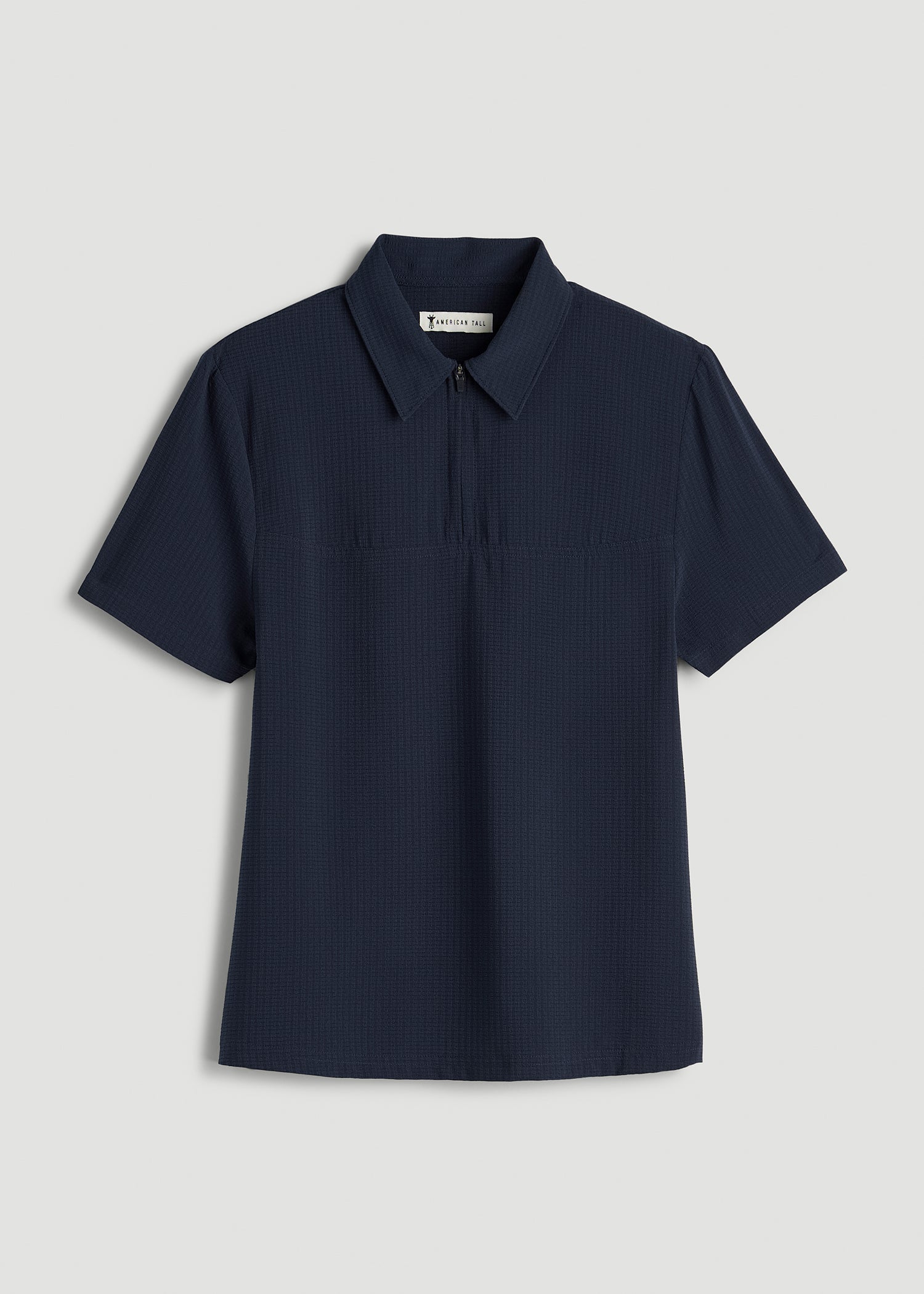 Coastal perforated short sleeve golf polo for Tall Women in Navy