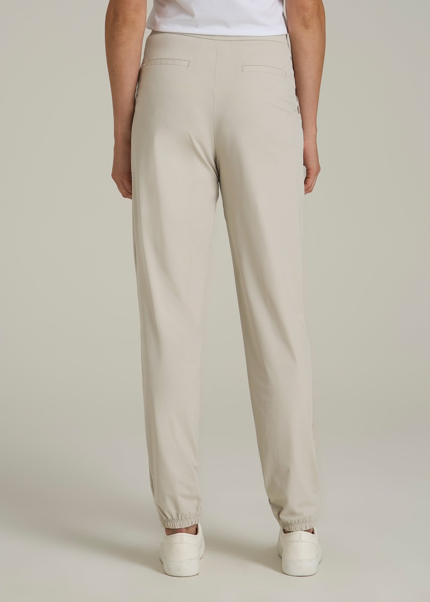 Commuter Pleated Jogger Pant for Tall Women in Stone