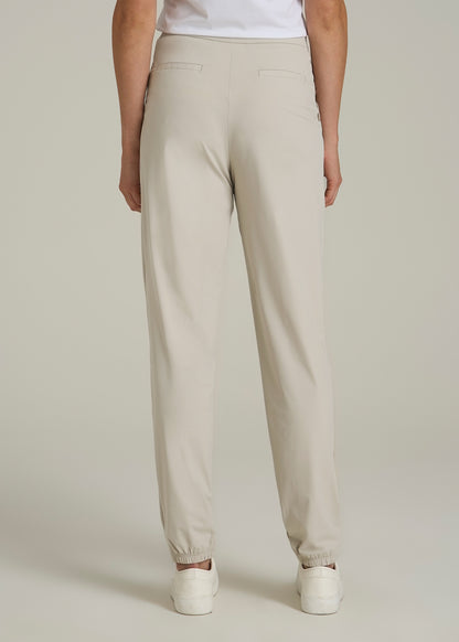 Commuter Pleated Jogger Pant for Tall Women in Stone