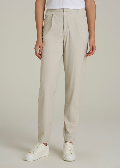 Commuter Pleated Jogger Pant for Tall Women in Stone