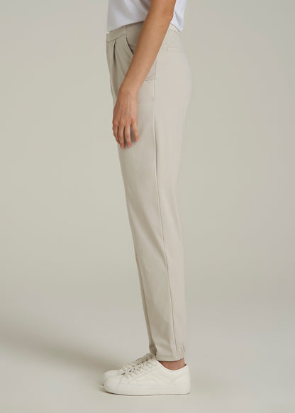 Commuter Pleated Jogger Pant for Tall Women in Stone