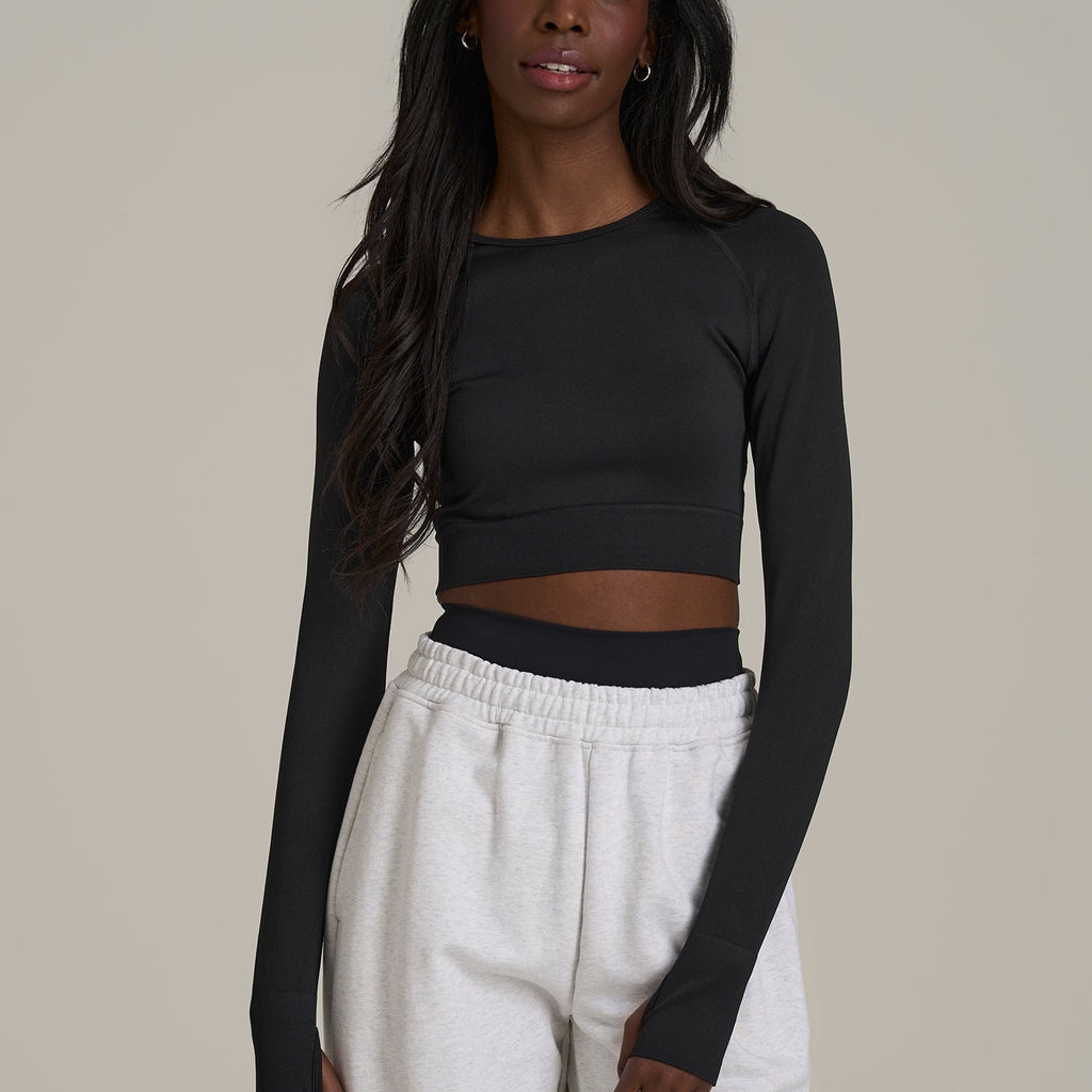 Compression Long Sleeve Cropped Training Top for Tall Women