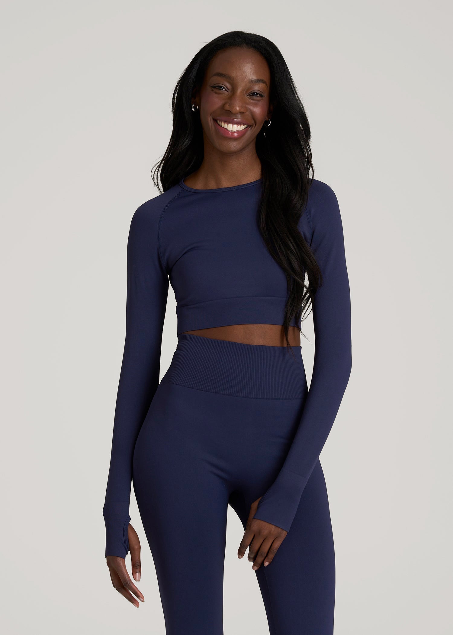 Compression Long Sleeve Cropped Training Top for Tall Women