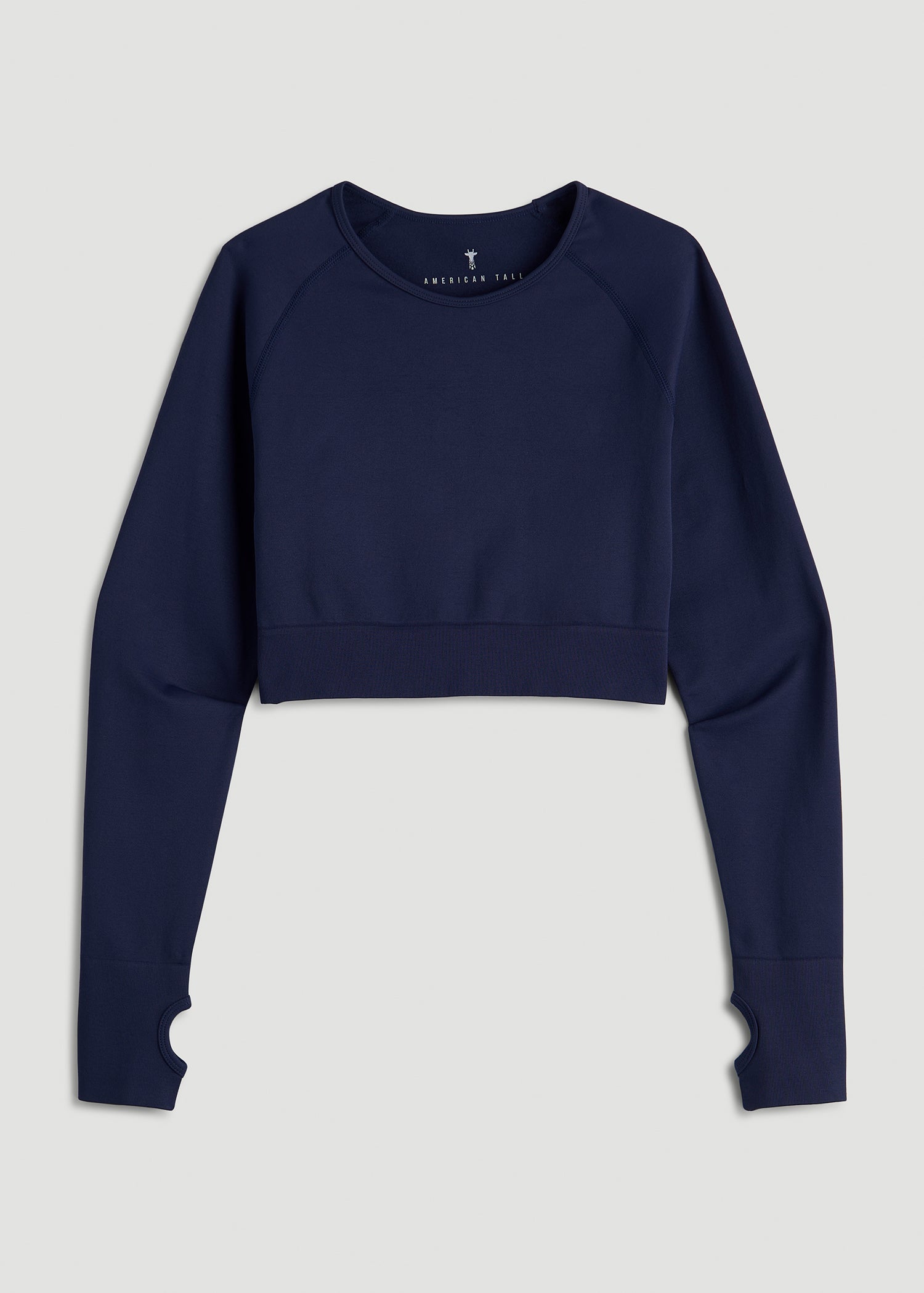 Compression Long Sleeve Cropped Training Top for Tall Women in Regal Blue