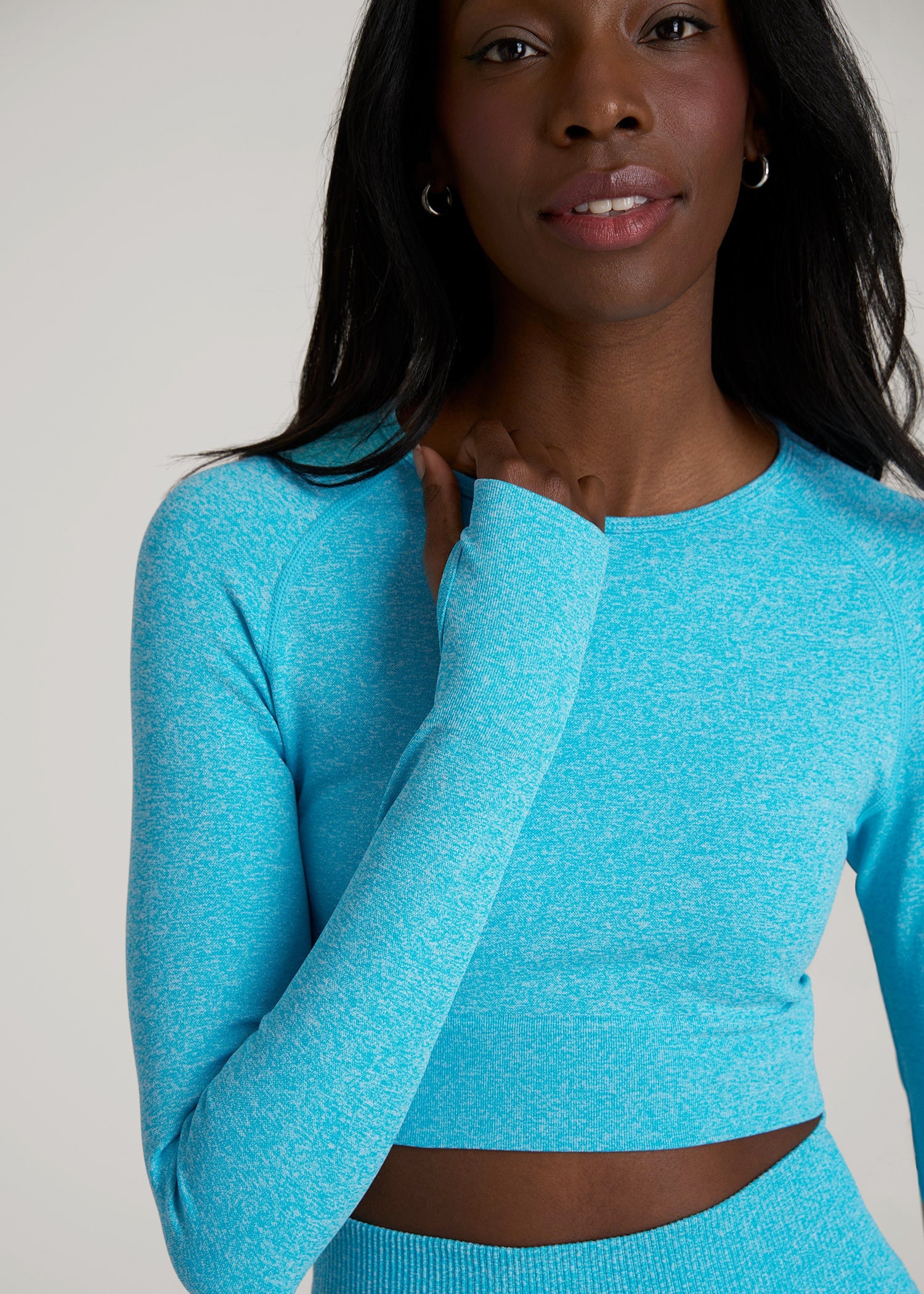 Compression Long Sleeve Cropped Training Top for Tall Women