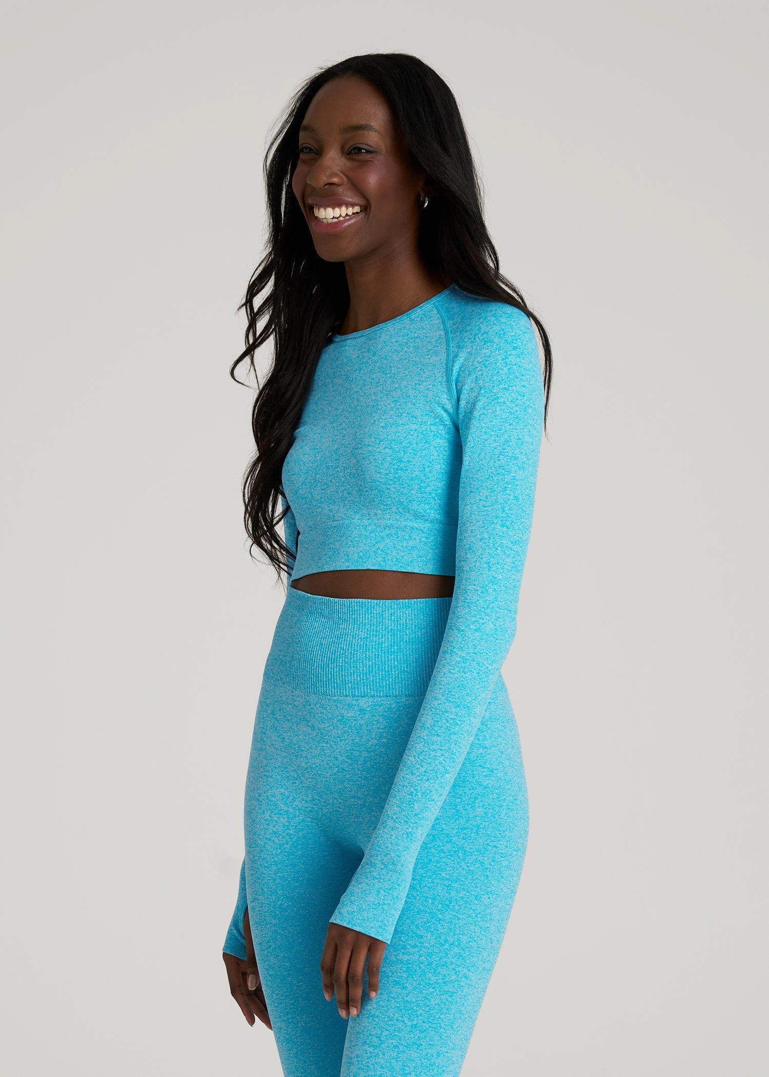 Compression Long Sleeve Cropped Training Top for Tall Women