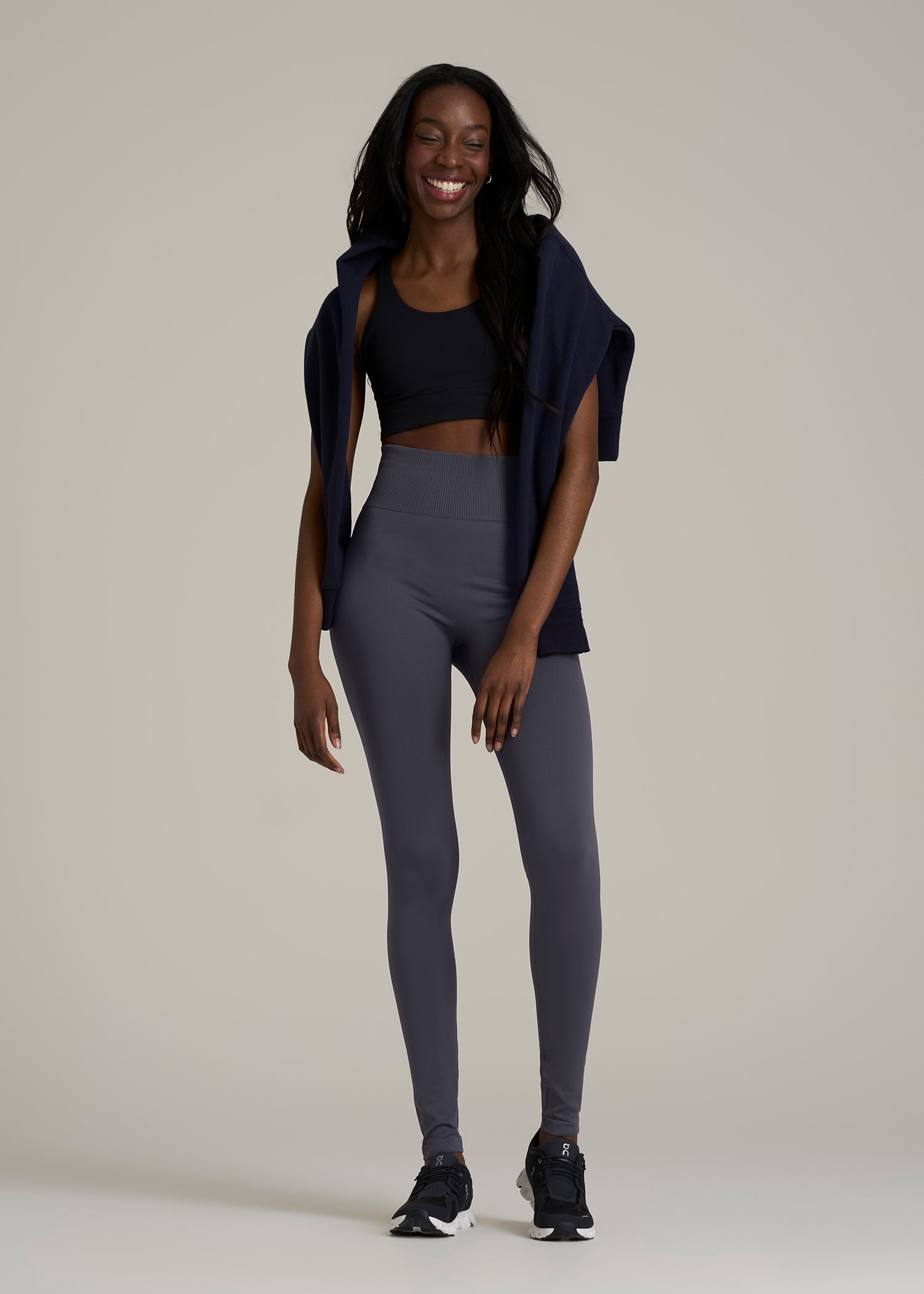 Compression Training Leggings for Tall Women in Periscope Grey