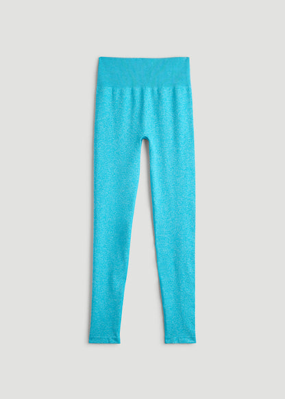 Compression Training Leggings for Tall Women in Scuba Blue Mix