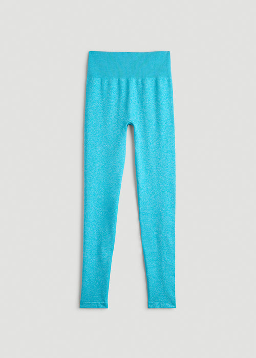Compression Training Leggings for Tall Women in Scuba Blue Mix