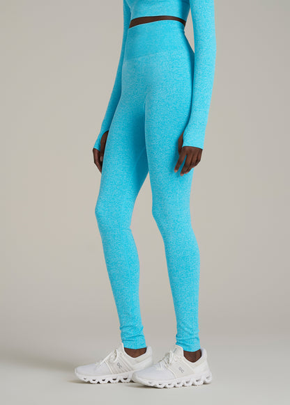 Compression Training Leggings for Tall Women in Scuba Blue Mix