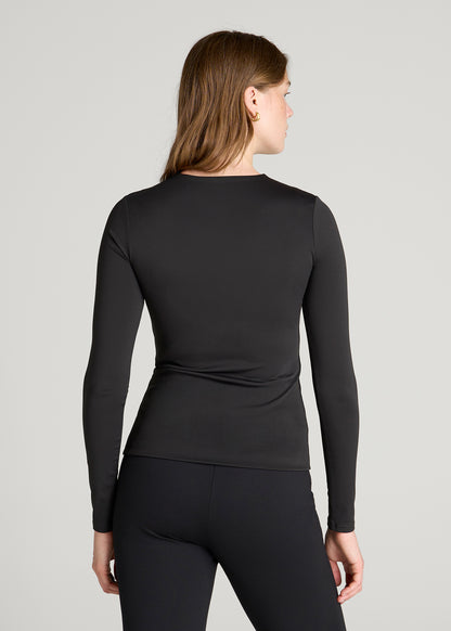 Contour Jersey Long Sleeve Crewneck for Tall Women in Black
