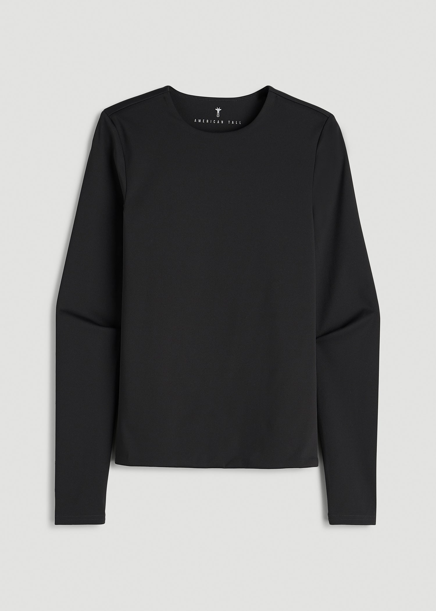 Contour Jersey Long Sleeve Crewneck for Tall Women in Black