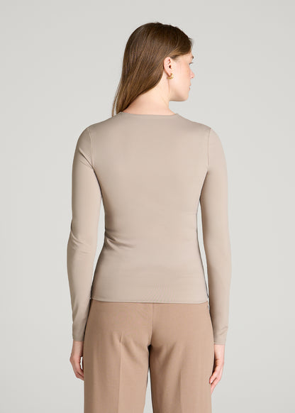 Contour Jersey Long Sleeve Crewneck for Tall Women in Moon Rock