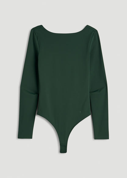 Contour Jersey Scoop Back Long Sleeve Bodysuit for Tall Women in Boreal Forest