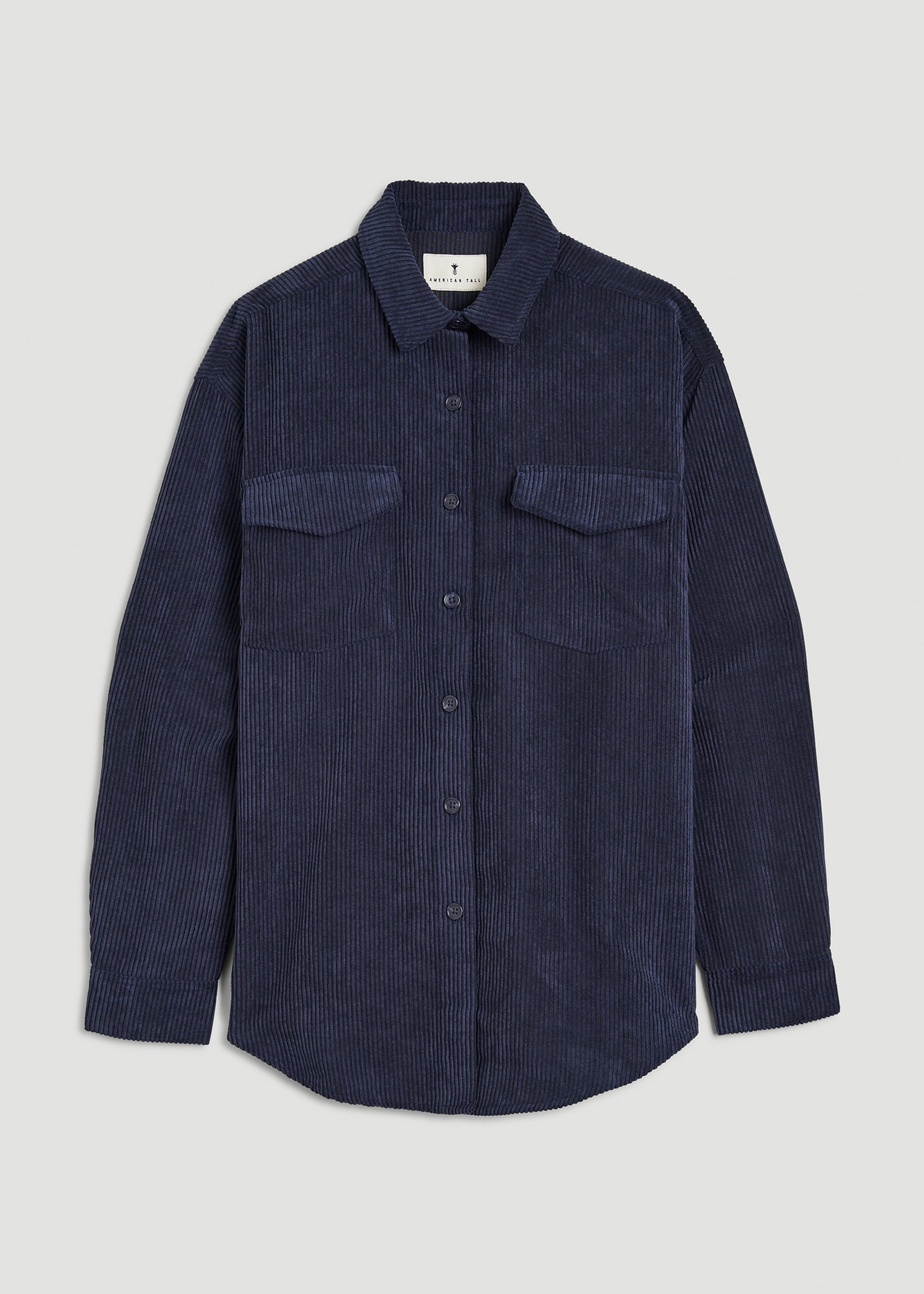 Corduroy Button Shirt for Tall Women in Navy