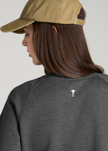 Core Motion Oversized Cropped Crew Pullover for Tall Women in Charcoal Mix