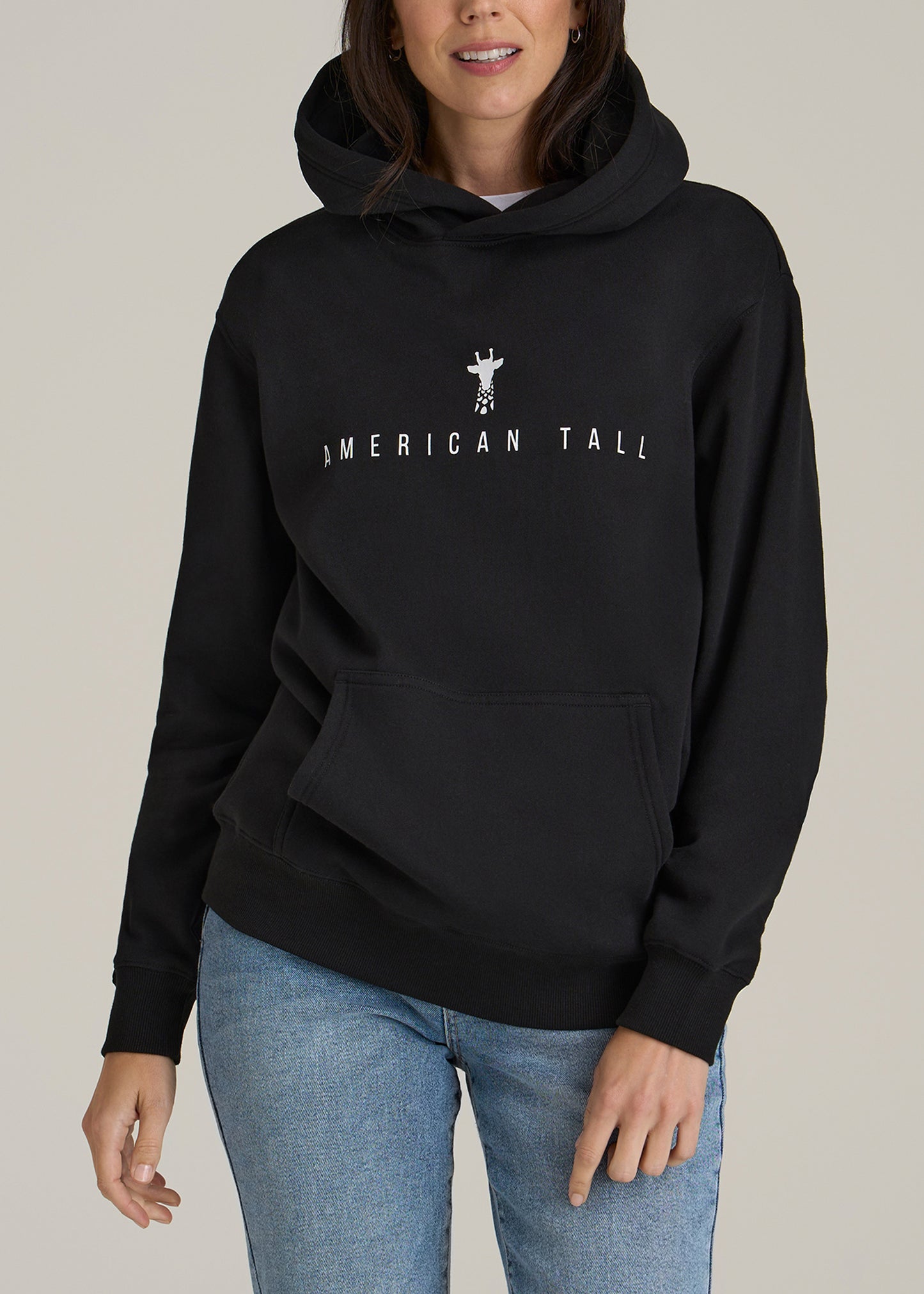 Logo Hoodie for Tall Women in Black