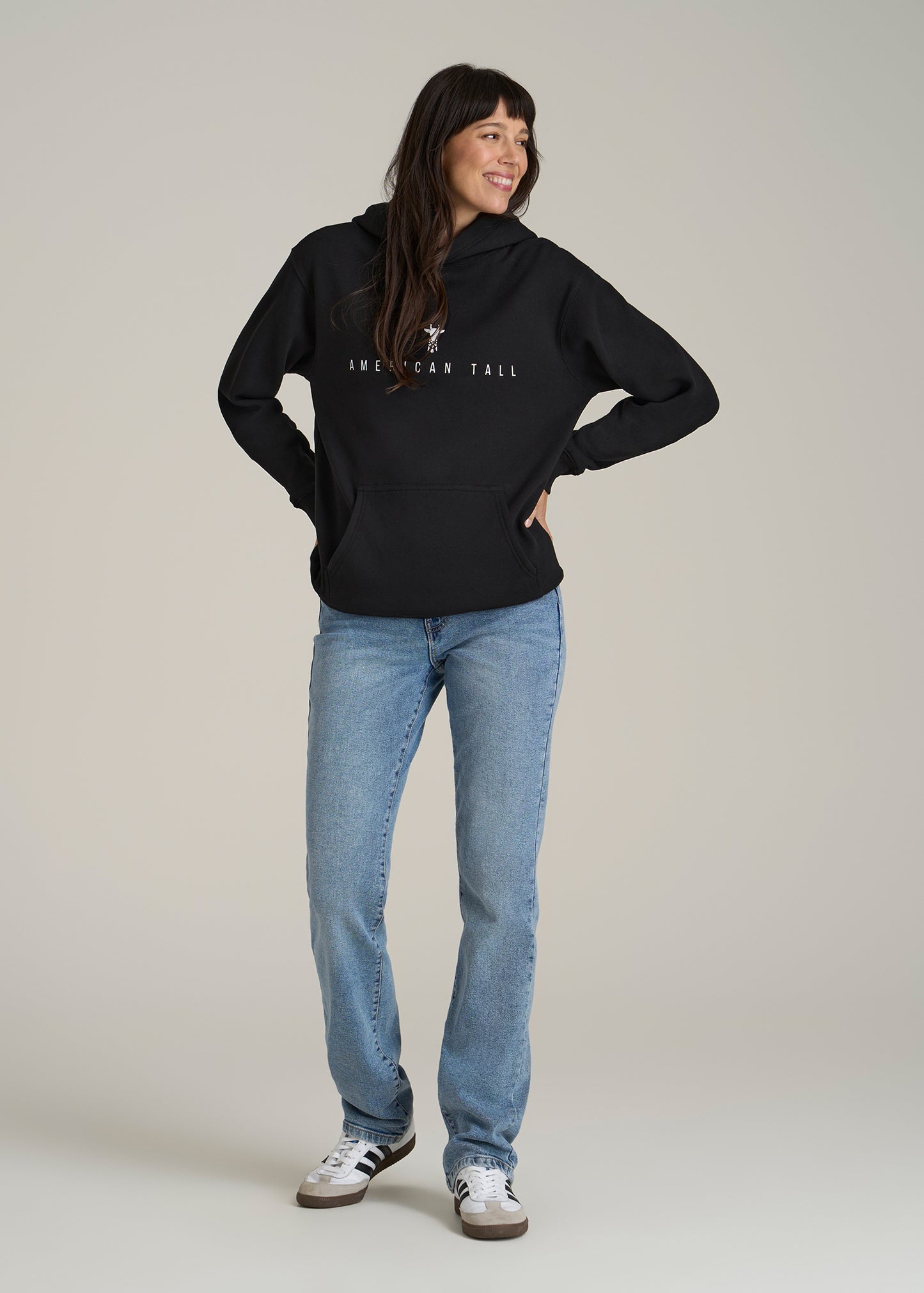 Logo Hoodie for Tall Women in Black