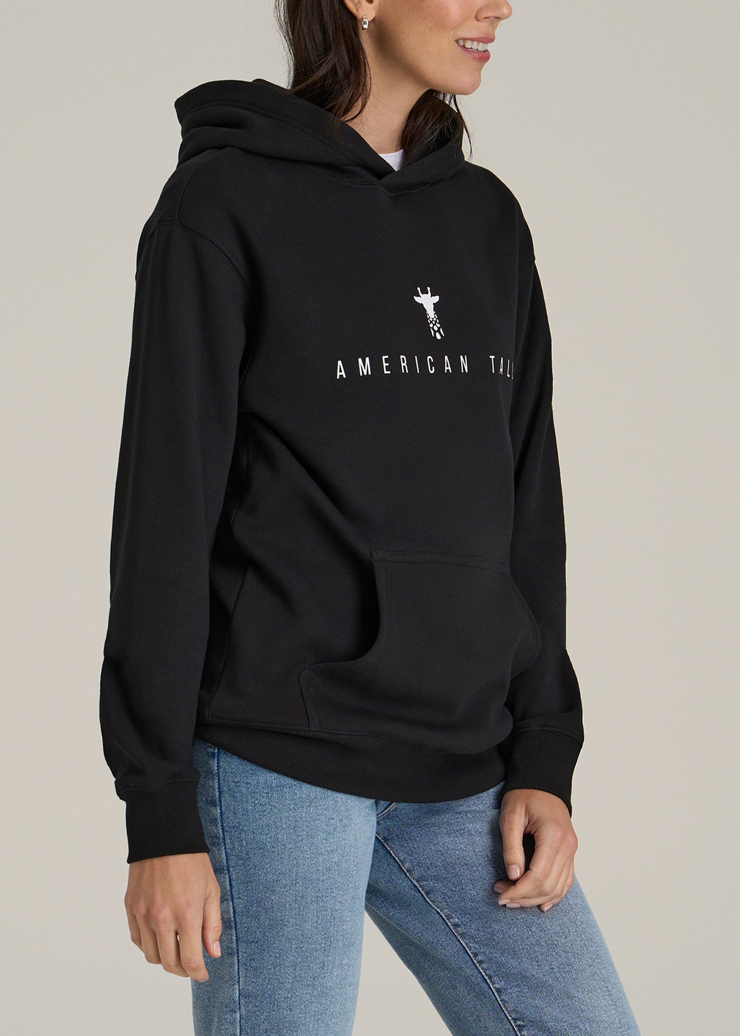 Logo Hoodie for Tall Women in Black