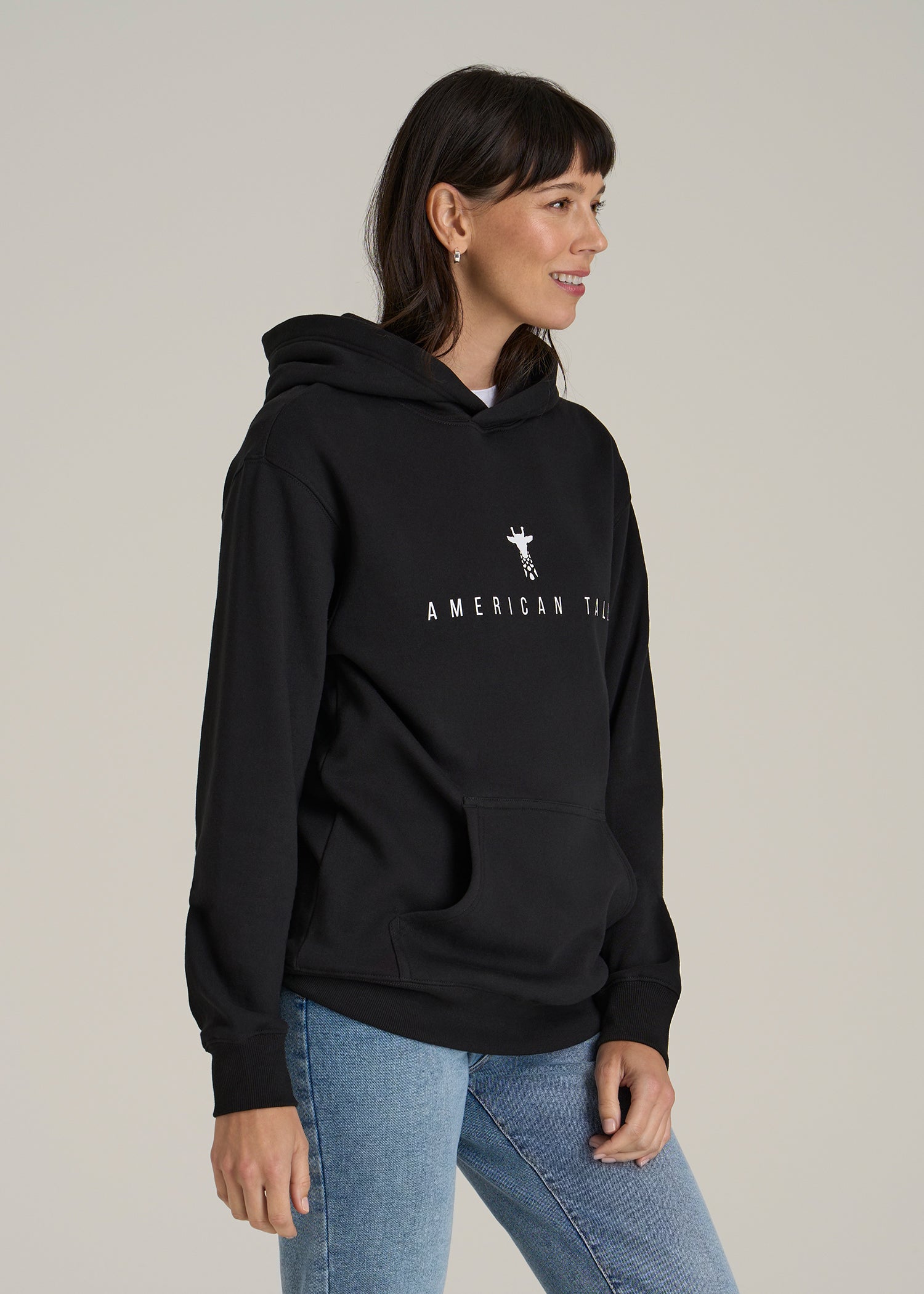 Logo Hoodie for Tall Women in Black