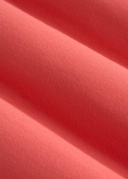 Cotton Blend Short Sleeve Square Neck Bodysuit for Tall Women in Sunset Coral