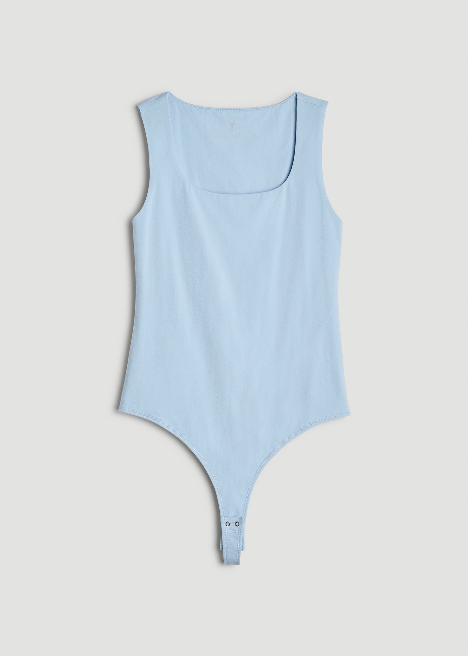 Cotton Blend Square Neck Bodysuit for Tall Women in Ice Blue