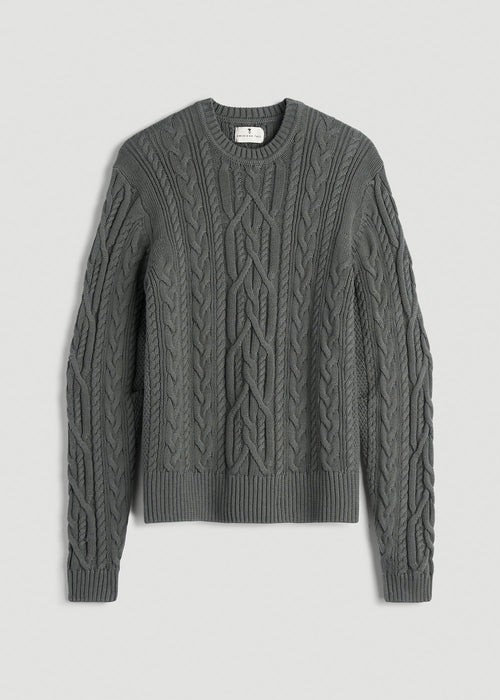 Cotton Crewneck Sweater for Tall Women in Balsam Green
