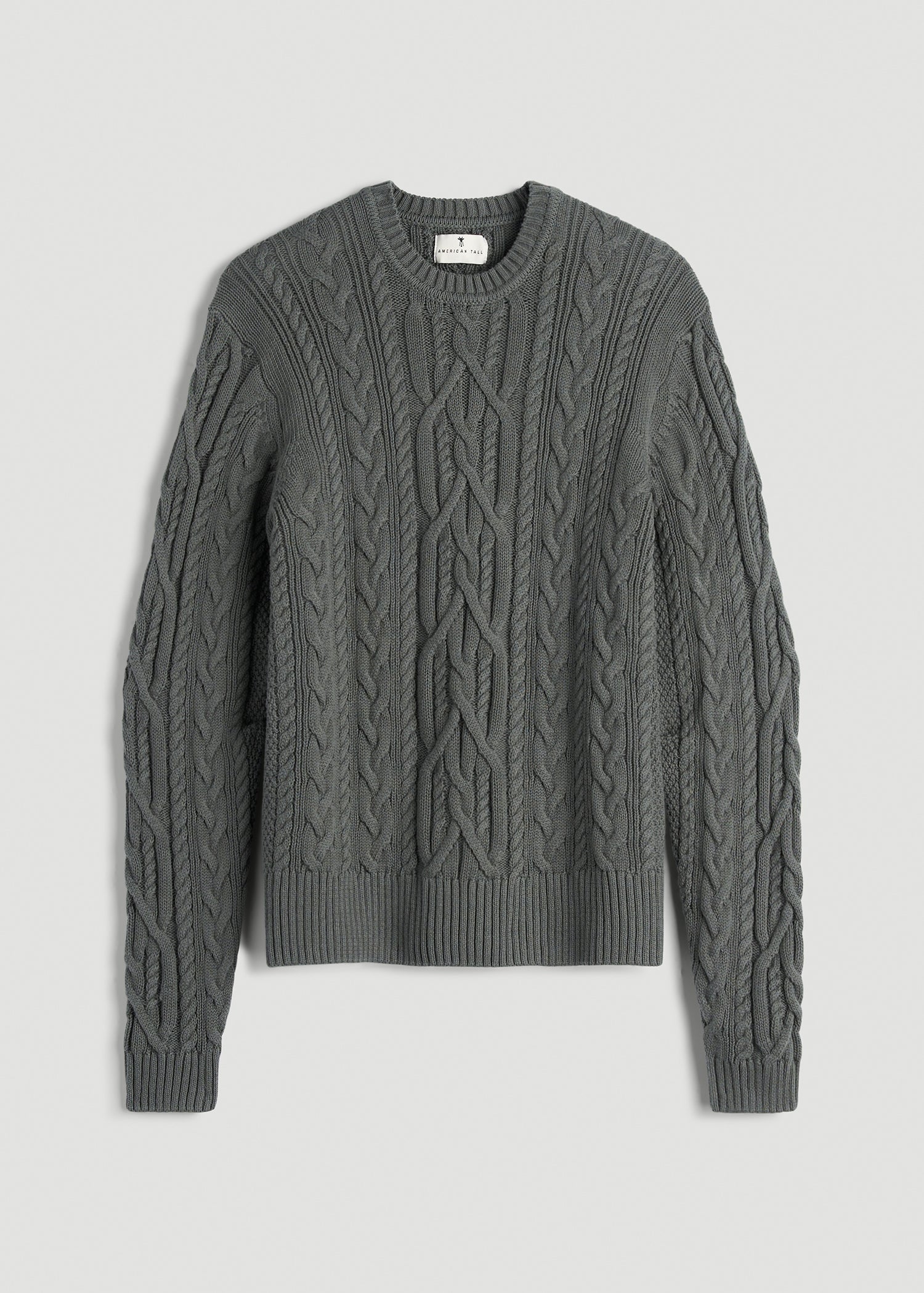 Cotton Crewneck Sweater for Tall Women in Balsam Green