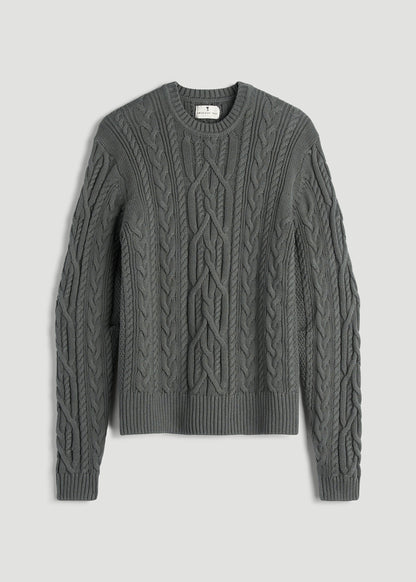 Cotton Crewneck Sweater for Tall Women in Balsam Green