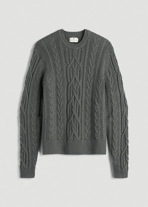 Cotton Crewneck Sweater for Tall Women in Balsam Green