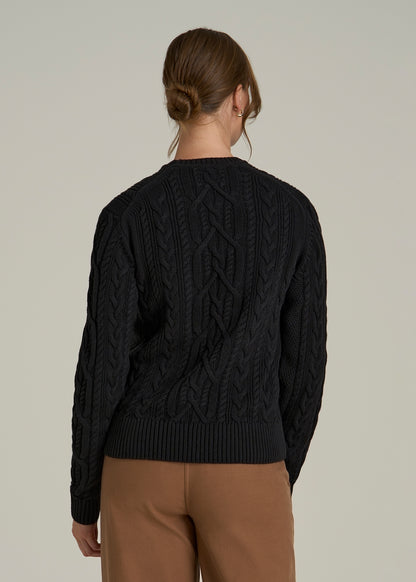 Cotton Crewneck Sweater for Tall Women in Black