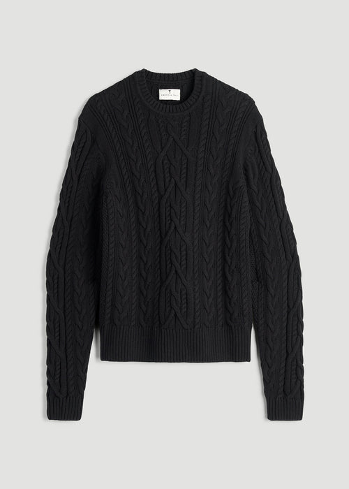 Cotton Crewneck Sweater for Tall Women in Black