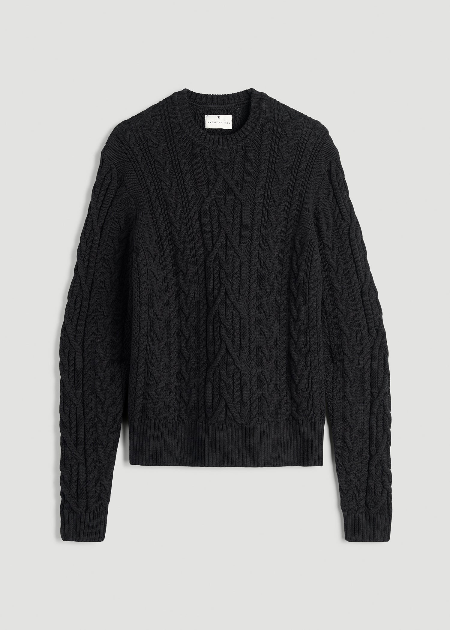 Cotton Crewneck Sweater for Tall Women in Black