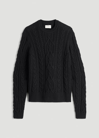 Cotton Crewneck Sweater for Tall Women in Black