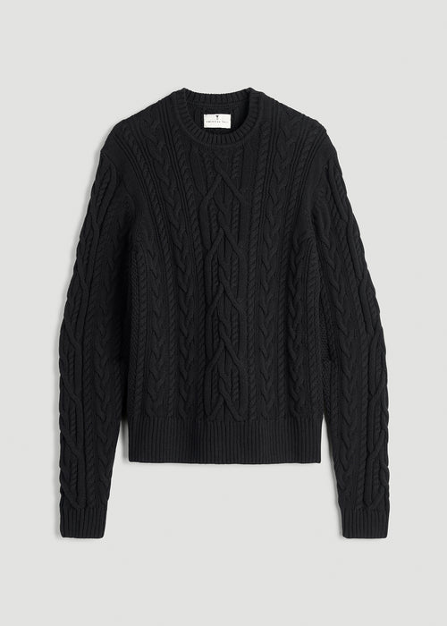 Cotton Crewneck Sweater for Tall Women in Black