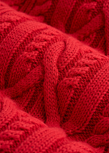 Cotton Crewneck Sweater for Tall Women in Salsa