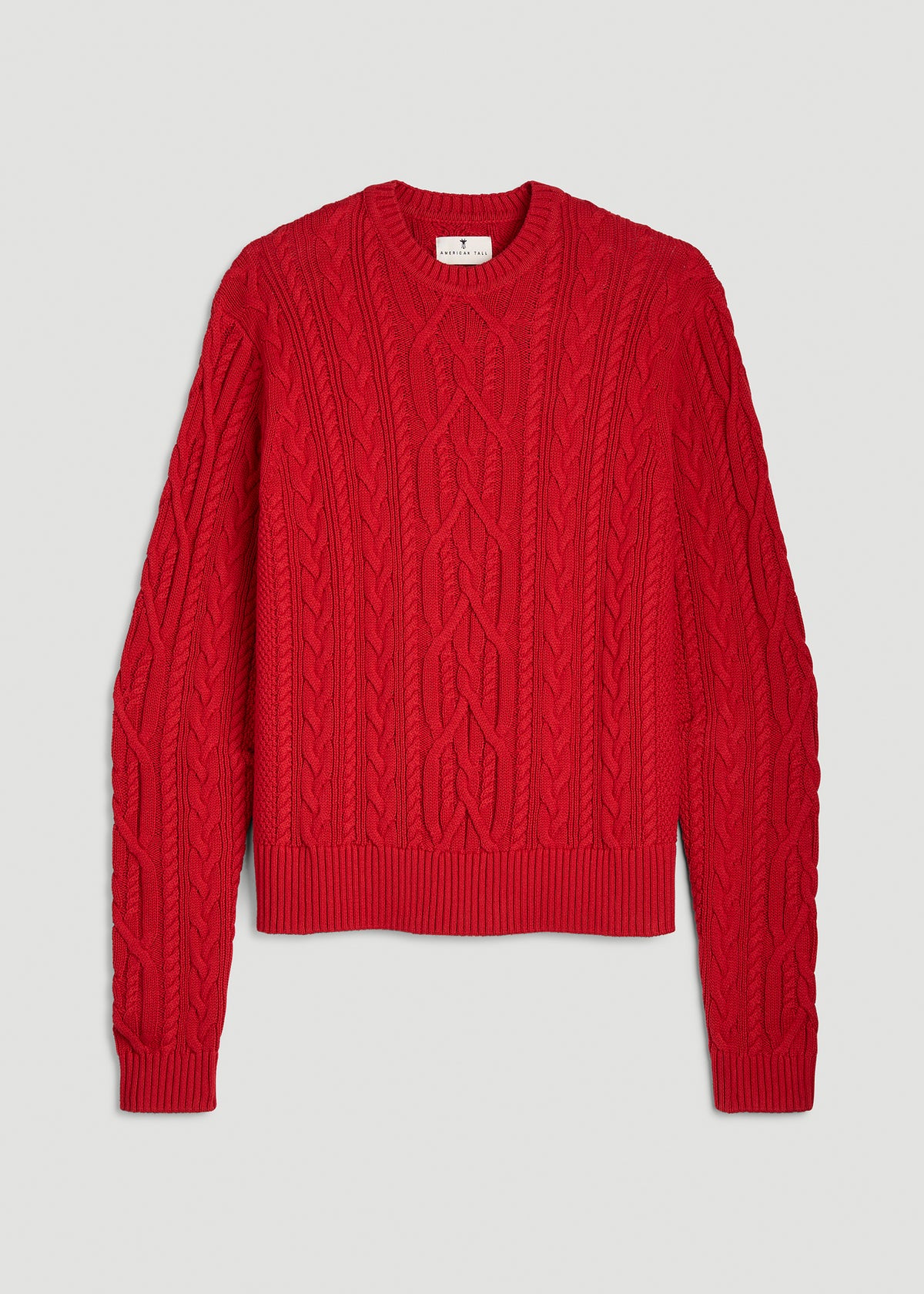 Cotton Crewneck Sweater for Tall Women in Salsa