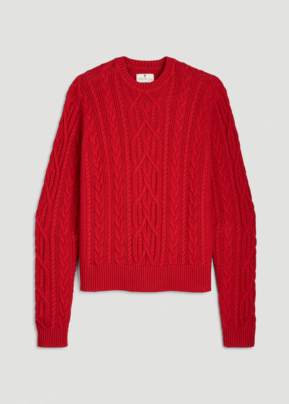 Cotton Crewneck Sweater for Tall Women in Salsa
