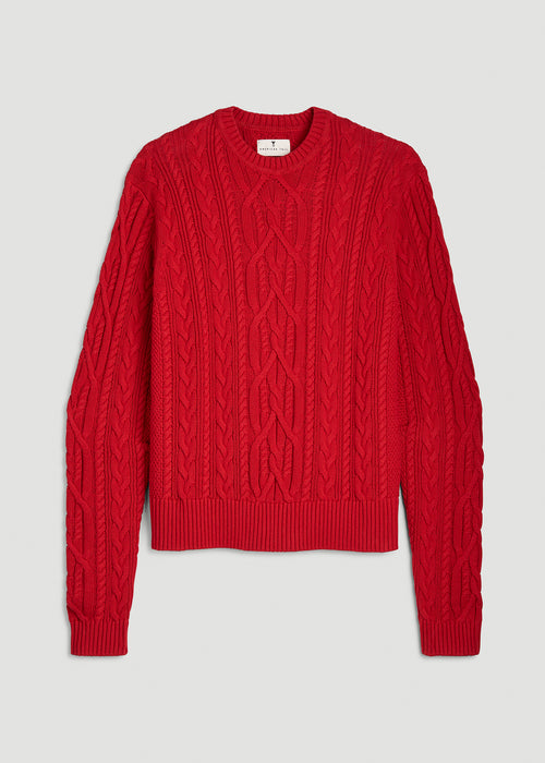 Cotton Crewneck Sweater for Tall Women in Salsa