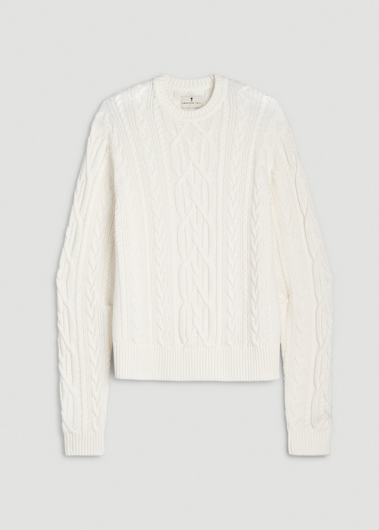 Cotton Crewneck Sweater for Tall Women in White Alyssum