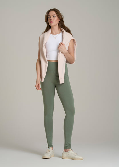 Cotton Leggings for Tall Women in Dark Seagrass