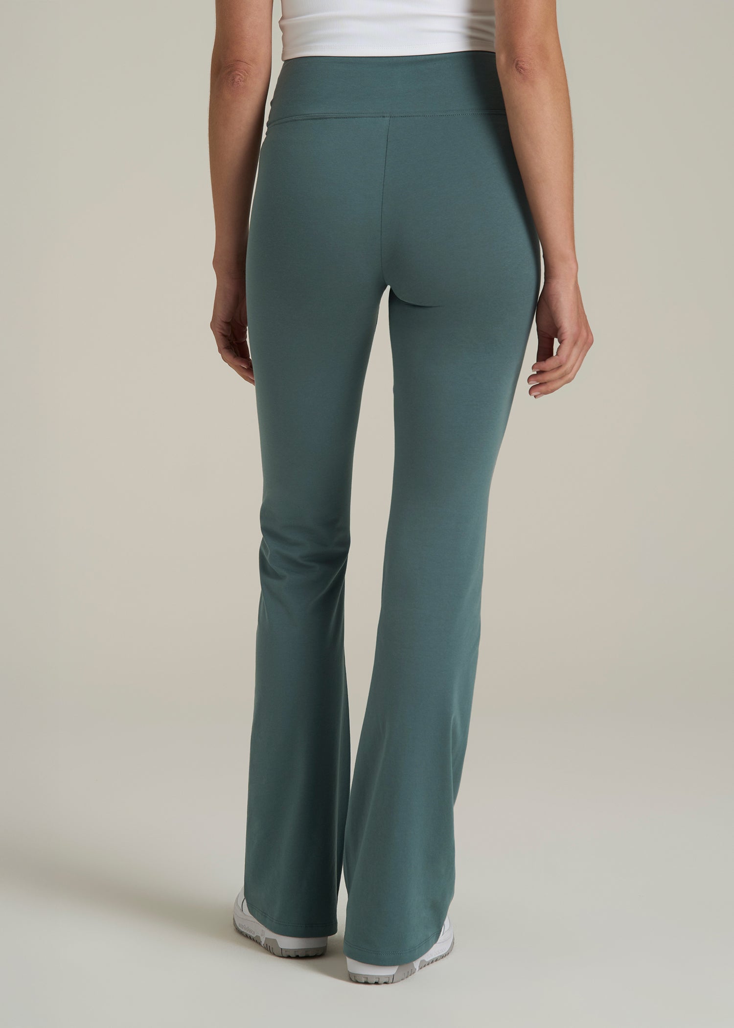 Cotton Flare Leggings for Tall Women in Balsam Green