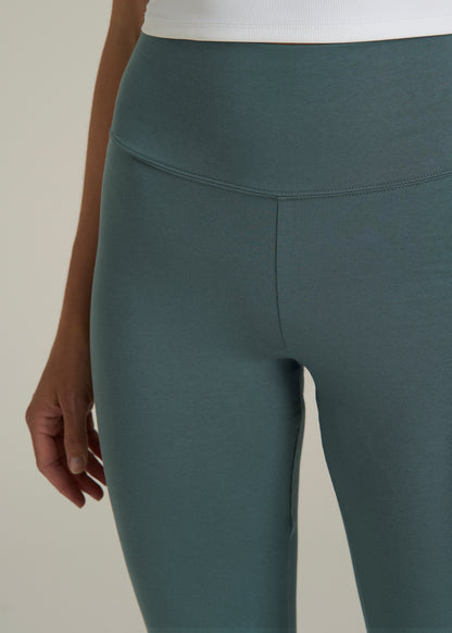 Cotton Flare Leggings for Tall Women in Balsam Green