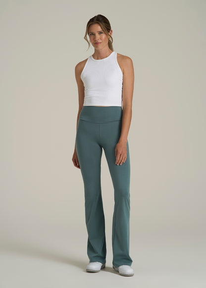 Cotton Flare Leggings for Tall Women in Balsam Green