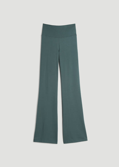 Cotton Flare Leggings for Tall Women in Balsam Green