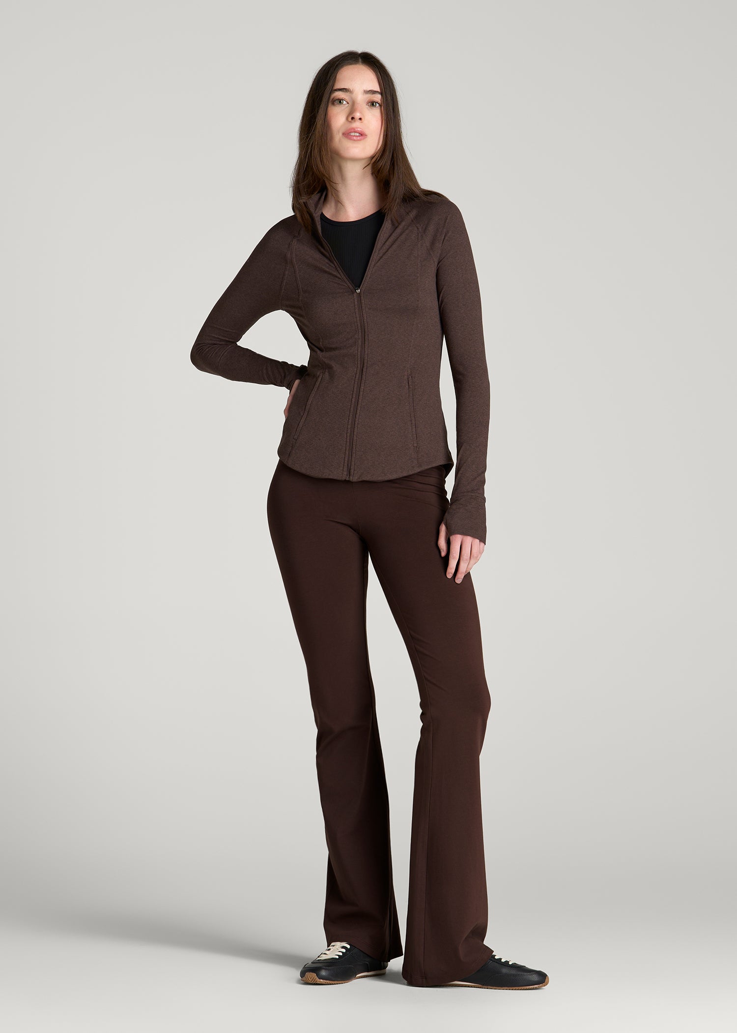 Cotton Flare Leggings for Tall Women in Espresso