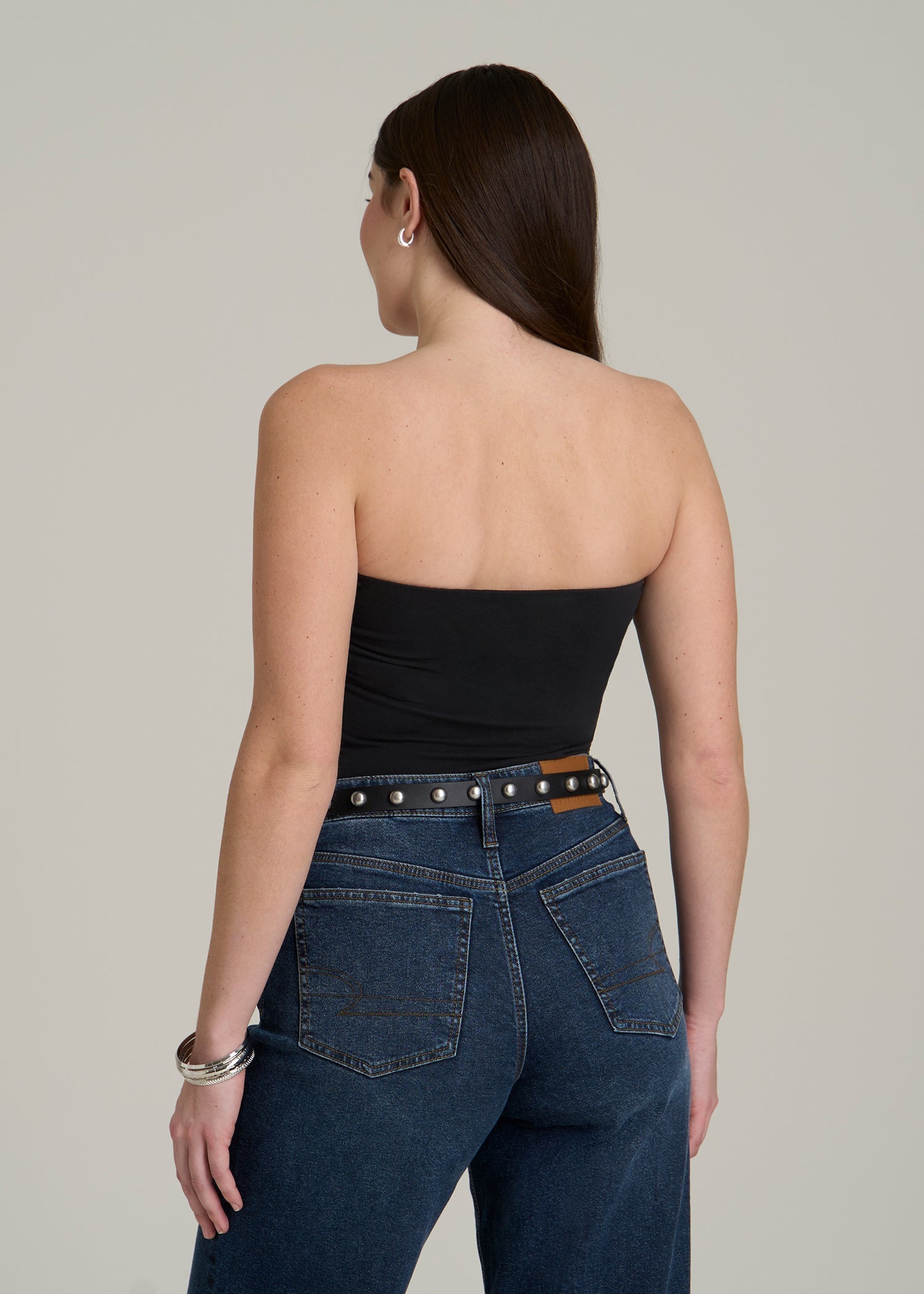 Cotton Tube Top for Tall Women in Black